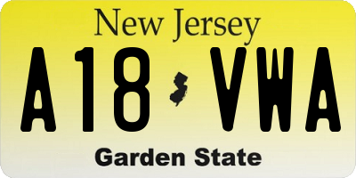NJ license plate A18VWA