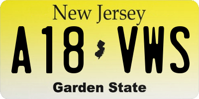 NJ license plate A18VWS