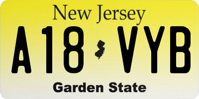 NJ license plate A18VYB