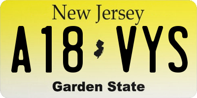 NJ license plate A18VYS