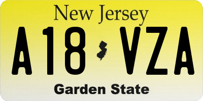 NJ license plate A18VZA