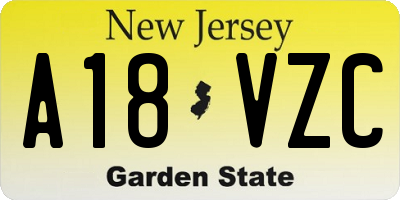 NJ license plate A18VZC