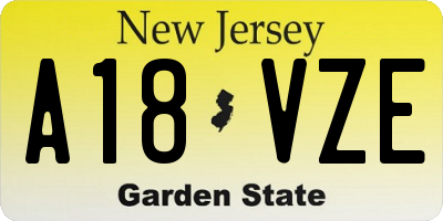 NJ license plate A18VZE