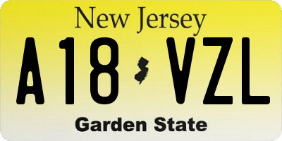 NJ license plate A18VZL