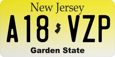 NJ license plate A18VZP