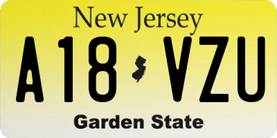 NJ license plate A18VZU