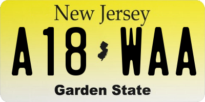 NJ license plate A18WAA