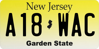 NJ license plate A18WAC