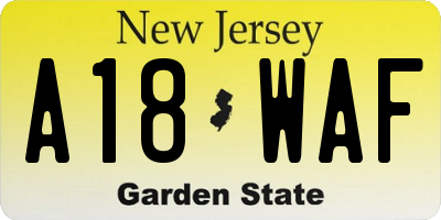NJ license plate A18WAF