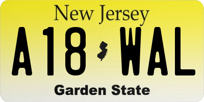 NJ license plate A18WAL