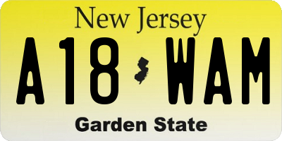 NJ license plate A18WAM