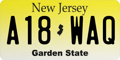 NJ license plate A18WAQ