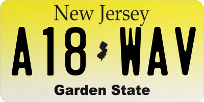 NJ license plate A18WAV