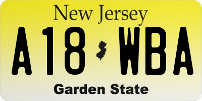 NJ license plate A18WBA