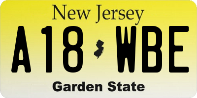 NJ license plate A18WBE
