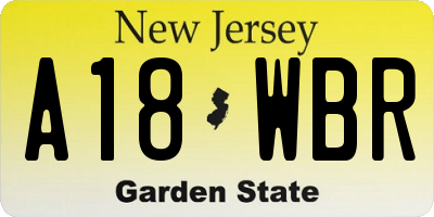 NJ license plate A18WBR