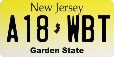 NJ license plate A18WBT