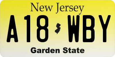 NJ license plate A18WBY