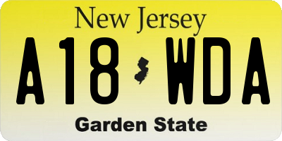 NJ license plate A18WDA