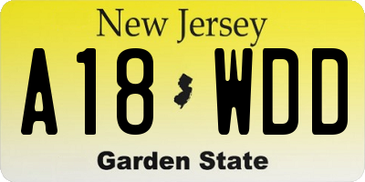 NJ license plate A18WDD