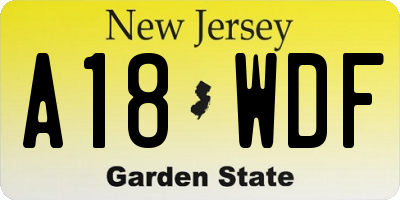 NJ license plate A18WDF