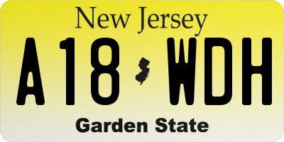 NJ license plate A18WDH