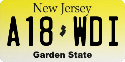 NJ license plate A18WDI