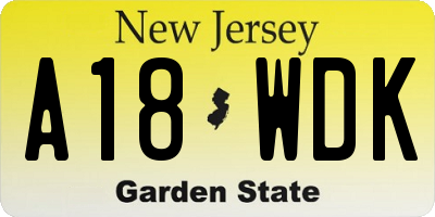 NJ license plate A18WDK