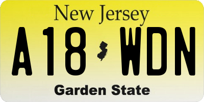 NJ license plate A18WDN
