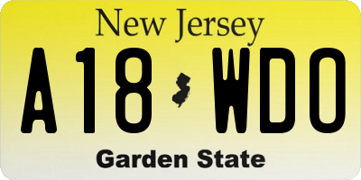NJ license plate A18WDO