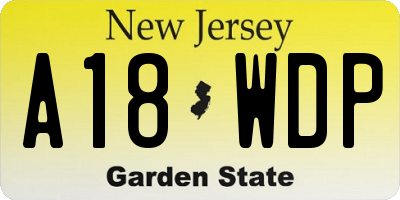 NJ license plate A18WDP