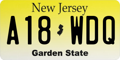 NJ license plate A18WDQ
