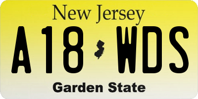 NJ license plate A18WDS