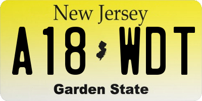 NJ license plate A18WDT