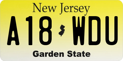 NJ license plate A18WDU