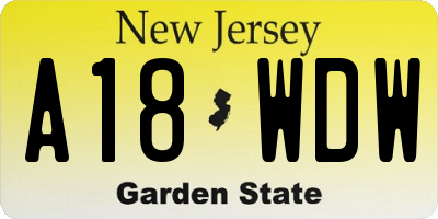 NJ license plate A18WDW
