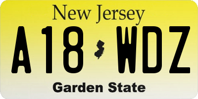 NJ license plate A18WDZ