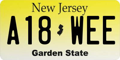 NJ license plate A18WEE