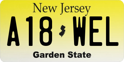 NJ license plate A18WEL