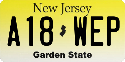 NJ license plate A18WEP