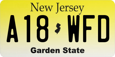 NJ license plate A18WFD