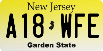 NJ license plate A18WFE