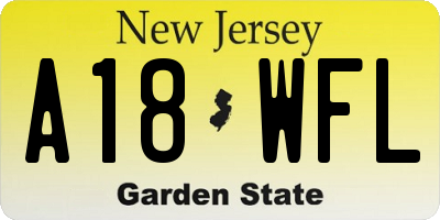 NJ license plate A18WFL