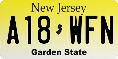 NJ license plate A18WFN