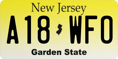 NJ license plate A18WFO