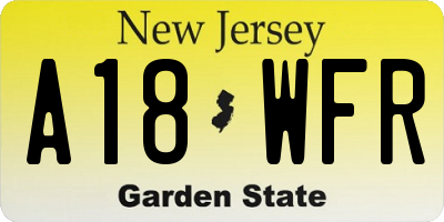 NJ license plate A18WFR