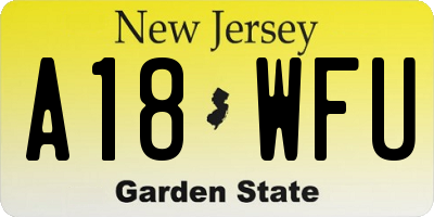 NJ license plate A18WFU