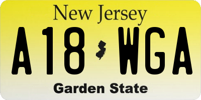 NJ license plate A18WGA