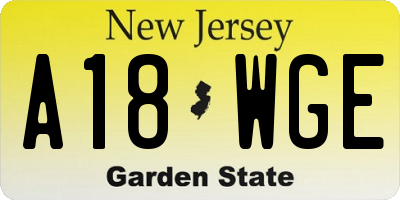 NJ license plate A18WGE