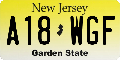 NJ license plate A18WGF